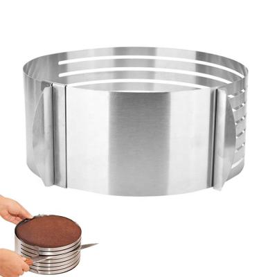 China Popular Seller JHY Amazon Disposable Stainless Steel Kitchen Baking Tools Adjustable Round Cake Slicing Ring Cutter for sale