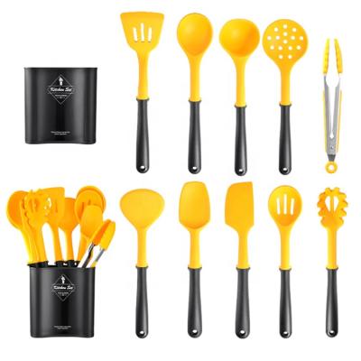 China JinHaiYue 11pcs Viable Popular Selling Plastic Handle Silicone Kitchen Utensils Set for sale