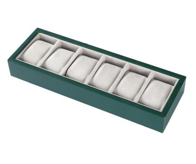 China Each tray is with 6 new green cushions gray PU leather 6 slot watch display Tray Organizer with cushions Guardare IL contenitore for sale