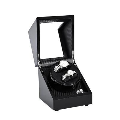 China Motor Watch Box In Cherry Lacquered Single Winder 2 Running Black Grids Electronic Automatic Watch Winder Box for sale