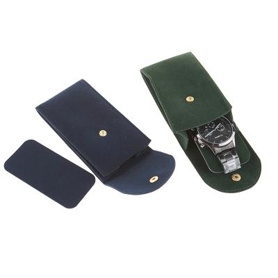 China A Nice Velvet Watch Strap Jewelry Travel Bag Suede Pocket Card Protector Interior With Button for sale