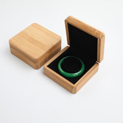 China Bamboo Wooden Jewelry Box Square C-Ring Jewelry Watch Band Bracelet Bangle Display Storage Box With Velvet Inner for sale