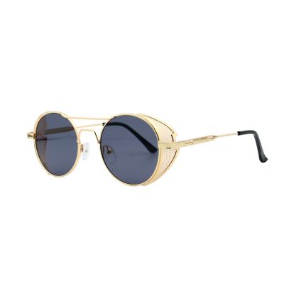 China Custom Logo Design Metal Hinge Gold Sunglasses Metal Sunglasses Fashion Plated Metal Sunglasses for sale