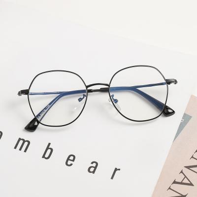 China 2022 daily life fashion polygon computer light anti-blue glasses trend irregular eyewear vintage metal frames optical glass for sale