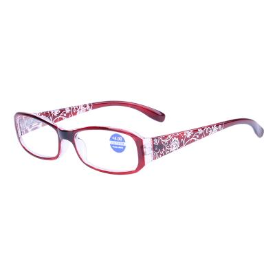 China Anti Thin Fashion Reading Glasses Light Blue Red Flower Pattern Progressive Glasses Women Eye Wear Glasses for sale