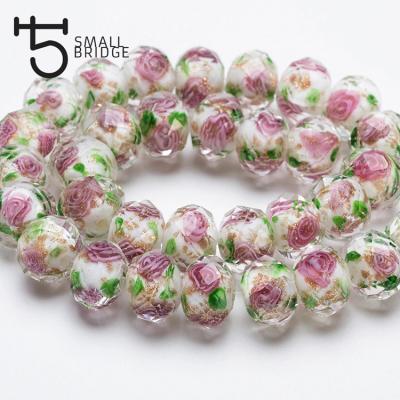 China Trendy 12mm Multicolor Murano Faceted Glass Flower Lampwork Beads Bracelet Making Diy Accessories Round Big Glass Beads for sale