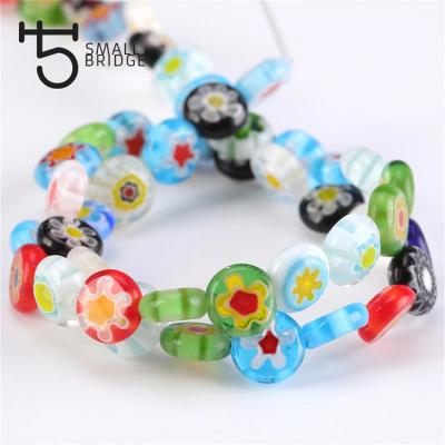 China Wholesale Trendy Murano Lampwork Flower Beads For Jewelry Making Diy Opens Accessories Multicolor Round Glass Beads for sale