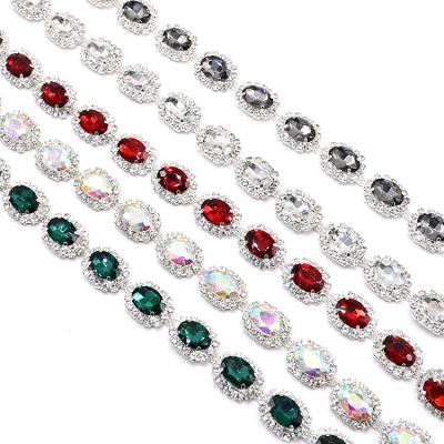 China Wholesale Multi Color Square Sturdy Durable Brass Claw Shinning Crystal Rhinestone Cup Chain For Bags Shoes Jewelry Decoration for sale