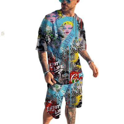 China Fashion QUICK DRY All Over Printing Men's T-Shirts and Shorts Sublimation Polyester Men's T-Shirt and Shorts Sets for sale