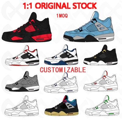 China Customized Customized Mens Fashion Design Sneakers High Quality Basketball Shoe Women Retro 4 Sport Shoes for sale