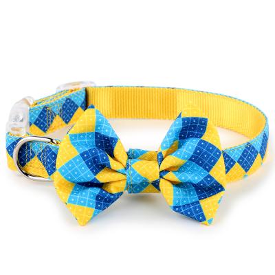 China New Designer Pet Collar Leash Bowknot Bandana Stocked Wholesale Dog Collars for sale