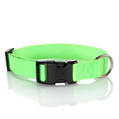 China Stocked Basic Nylon Dog Collar Custom Design Solid Adjustable Puppy Pet Collars for sale