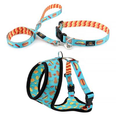 China High Quality Padded Comfort Mesh 2 in 1 Reversible Dog Harness with Matching Dog Collar Leash Set for sale