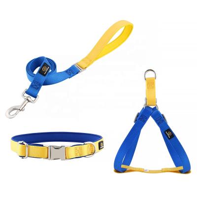 China New Fashion Padded Dog Mix Colors Pure Nylon Collar Leash Harness SET for sale