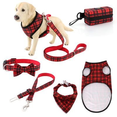 China Personalized Pet Supplies Custom Sublimation Dog Collar And Leash Harness Poop Bag Holder Set OEM Design for sale