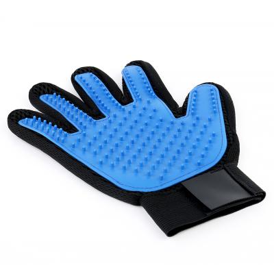 China Free Sample Stocked Pet Grooming Gloving Pet Cleaning Brush Rubber Five Fingers Pet Glove for sale