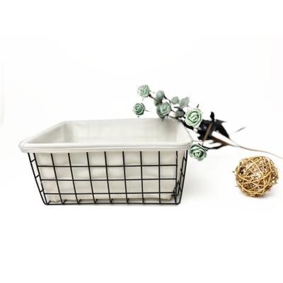 China Sustainable Organizer Bathrooms Multi-Purposes Cosmetics Organizer Kitchen Iron Metal Wire Storage Basket for sale