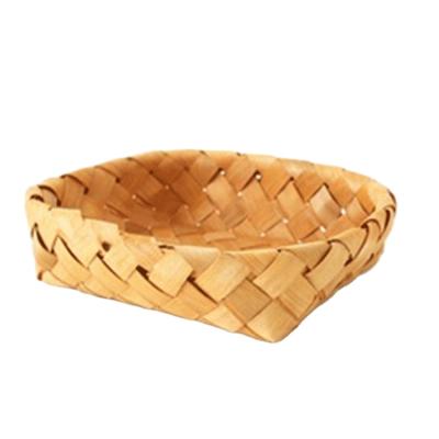 China Eco-friendly Hot Selling Long Wood Chips Handle Gift Storage Basket Wood Chips for sale