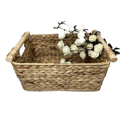 China Handmade Rattan Water Hyacinth Storage Basket For Home Foldable Storage Space Saving Basket For Organizer for sale