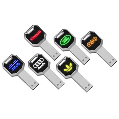 China Factory Metal USB Pen Drive 8gb16gb 32gb 64gb 128gb Key Chain Illuminated LOGO Flash Drives for sale