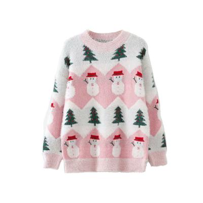 China 2021 Winter Mohair Pink Women Christmas Blue Ugly Novelty Sweater Funny Cute Anti-Wrinkle Sweater for sale