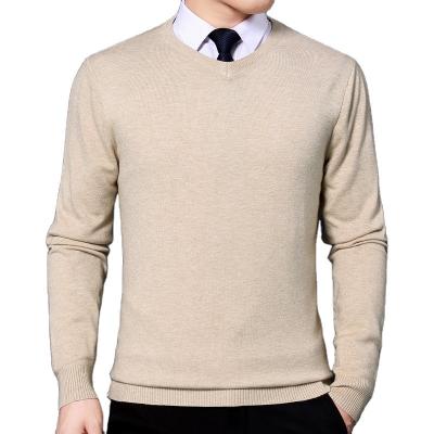 China Anti-wrinkle youth men's autumn and winter knitwear V-neck sweater casual pure color warm sweater for sale