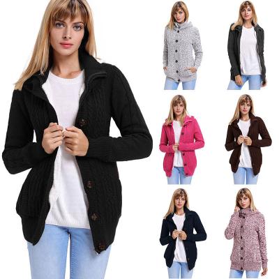 China Anti-Wrinkle Customize Wholes Ladies Winter Shears Thick Long Sleeve Hooded Button Knit Cardigans Women's Sweater for sale