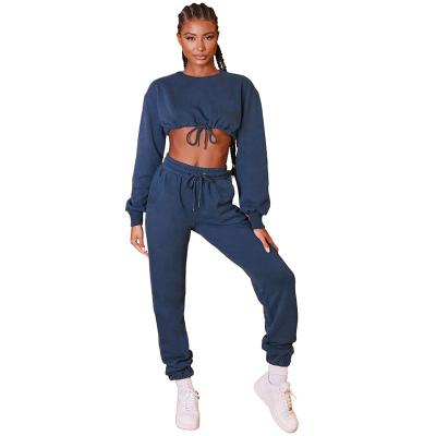 China new 2022 Anti-wrinkle crop top women sweatsuit tracksuits for sweatpants and hoodie set custom women's hoodies sweatshirt tracksuits for sale