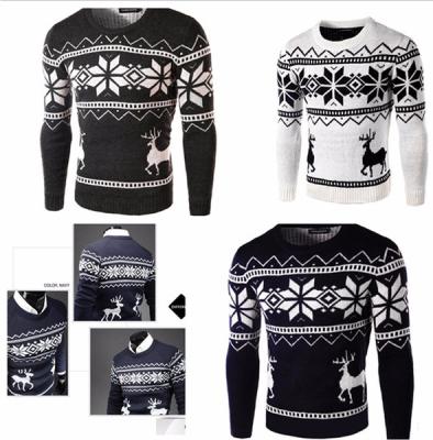 China OTTOKNIT Anti-Wrinkle Knitted Christmas Deer Sweater Pullover Jacquard Tops Slim Mens Christmas Sweater for sale