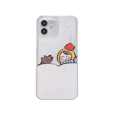 China Shockproof Snowflakes Back Shockproof Christmas Phone Case Full Protection Tpu Cell Phone Case For Iphone for sale