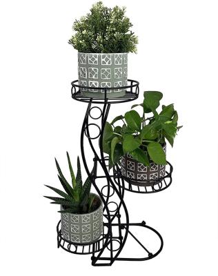 China Highly Used Minimalist Quality S Flower Stand Black Plant Stand Three Tier Top Flower Racks for sale