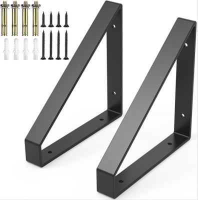 China Triangle Fixed Heavy Duty Matte Black Wall Mounted Metal Wall Shelf Bracket Metal Support Floating Shelf Brackets for sale