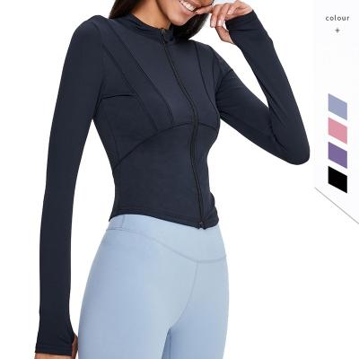 China Yoga Breathable Crop Top High Elastic Sports Tops Women's Long Sleeve Zipper Cardigan Tights Yoga Jacket Tops for sale