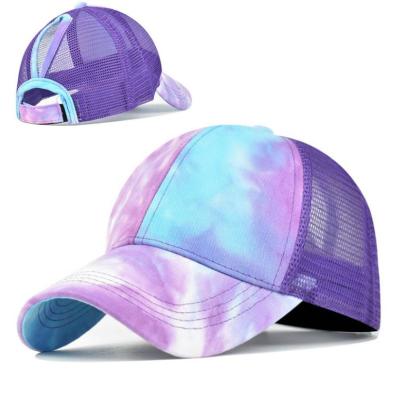 China COMMON Women Mesh Baseball Cap Ponytail Hat Tie Dye Women Mesh Hat Baseball Cap Summer Ponytail for sale