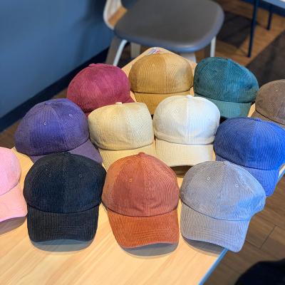 China JOINT Baseball Vintage Solid Color Baseball Caps Corduroy Adjustable Baseball Cap for sale