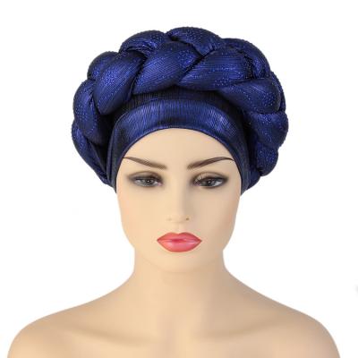 China Wholesale 2021 New Headscarf India Headscarf Turban Muslim Braided Hat Women Women Beads Adult Size for sale