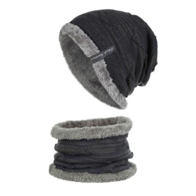 China New COMMON oblique crochet plus winter Beanie Hat warm knitted scarf winter knitted velvet men's knitted hat and hat for sale