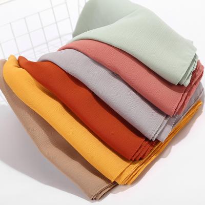 China Long Women Plain Color Chiffon Hijab Wrap Malaysia Shawls Headband Fold Muslim Scarf for sale