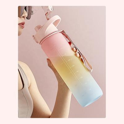 China Sustainable Manufactured Water Bottle BPA Free Large Capacity Ombre Fitness Premium Lightweight Non-Toxic Free Motivational Water Bottle for sale