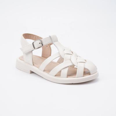 China New Deodorization Summer Style Weave Children's Shoes Ankle Buckle Rubber Flat Soft Unique White Sandals for sale