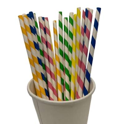 China food & Complete Beverage Packaging Features Striped Disposable Biodegradable Paper Straw for sale