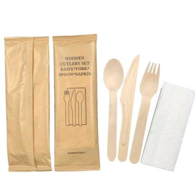 China Professional Design Wooden Utensils Travel Cutlery Set Disposable RST011 for sale