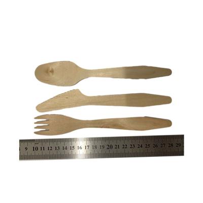 China Large Disposable Wooden Vendor Take Out Wooden Fork Knife Cutlery Sets for sale