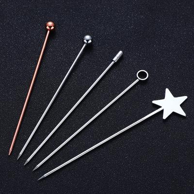 China Wholesale High Quality Disposable Disposable Metal Stir Cocktail Messy Person 304 Stainless Steel Cocktail Sticks for sale