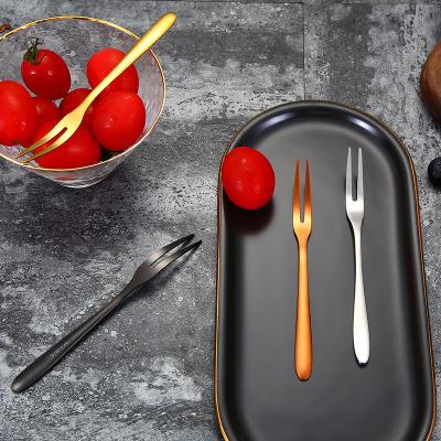 China Hot Sale Metal Stainless Steel Fruit Fork for Cocktail Dessert and Mini Cake Fork for sale