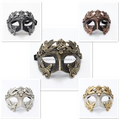 China Hand drawing by top workers disguise Rome carnival mask for men/women wholesale gold silver copper slit mask for sale