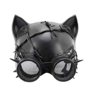 China Hot Selling China A201853 Cat Steampunk Style Plastic Halloween Party Masquerade Mask For Holiday Events for sale