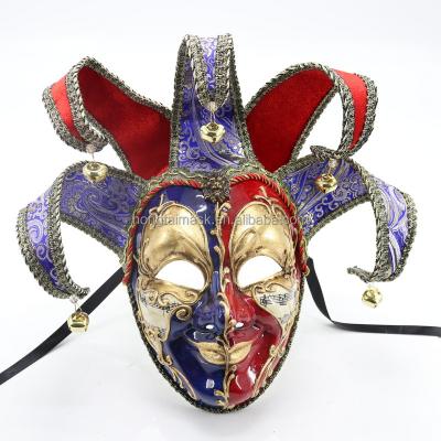 China Plastic Mask & Ribbon tie or hot male venetian joker mask male venetian mask tranditional style hand painted masquerade ball masquerade ball sales mask for feastival 2/set for sale