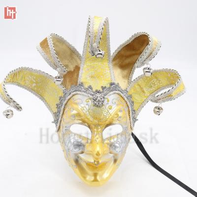 China Plastic Mask & Elestic A202206E Tape Jester Mask Hand Painted Plastic Venetian Ribbon Tie or Gold for sale