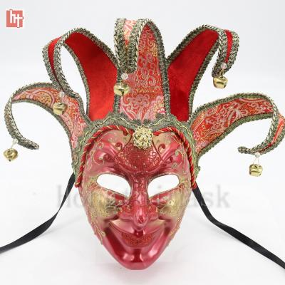 China Plastic Mask & Red Elestic A202206D Tape Jester Hand Painted Plastic Venetian Ribbon Tie or Mask for sale